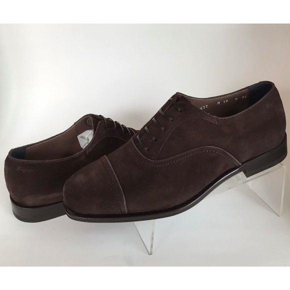 NEW SALVATORE FERRAGAMO Cap Toe Suede Oxfords, Taupe/Stone (Size 8 3E) - $775.00 main image 8